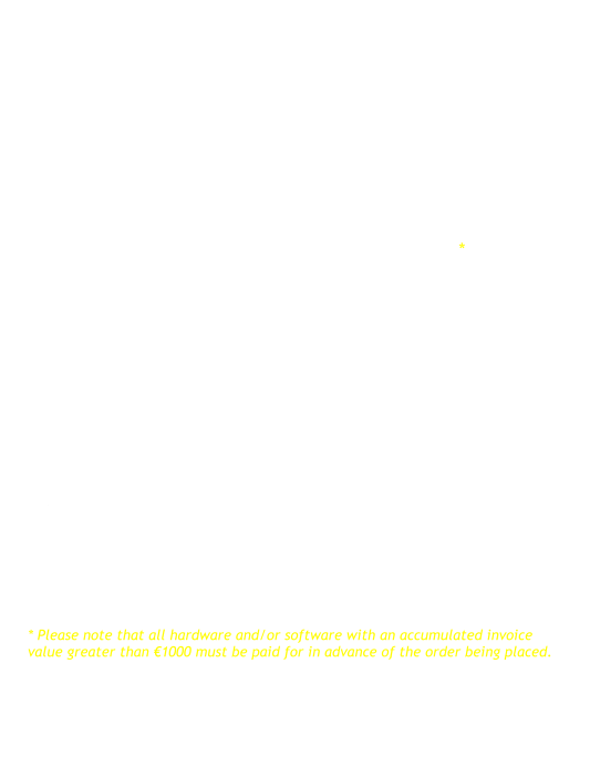 CONSULTATION: - We will provide as much information as possible on the options available on the market for any project that you are undertaking  QUOTES: - We will provide quotations for all new hardware and software from three sources  INVOICING: - Invoices for IT Support will be processed for the month in arears - Invoicing for Hardware and Software, including labor costs, will be issued immediately following delivery or installation*  SUPPORT COSTS: - Call-out rate €45 per hour exclusive of VAT - Remote support €35 per hour exclusive of VAT - Fixed cost is a cost agreed in advance for a specific project e.g. installing a new projector etc.  WARRANTY: - We will deal with any Hardware or Software warranty issues on behalf of the school at no cost to the school  SOMETIMES WE DON’T CHARGE AT ALL: - There will be times when we will be called out for something that seemed critical or serious but turned out to be really, really minor. In situations like this, where practical, there will be no charge  * Please note that all hardware and/or software with an accumulated invoice value greater than €1000 must be paid for in advance of the order being placed. If you are interested in our services please contact us using one of the following methods: